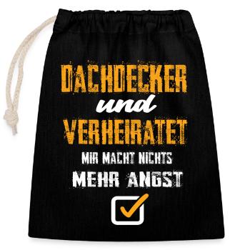 Dachdecker und Verheiratet - Verschließbarer Geschenkbeutel aus Baumwolle (25x30cm) - Schwarz - Vorne