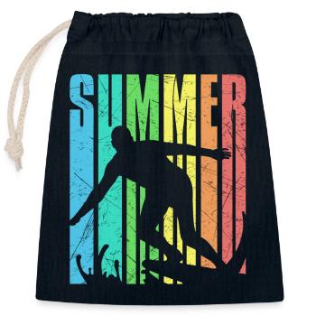 Surfin Summer vintage surfer 2023 - Closable cotton gift bag (25x30cm) - navy - Front
