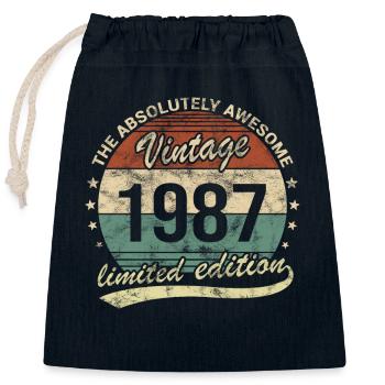 Awesome Since Vintage 1987 Retro Geburtstag Design - Verschließbarer Geschenkbeutel aus Baumwolle (25x30cm) - Navy - Vorne