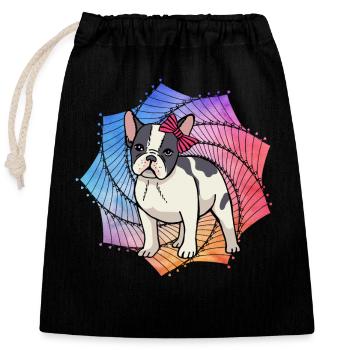 Bouledogue français - Sac cadeau en coton avec cordon (25 x 30 cm) - noir - Devant