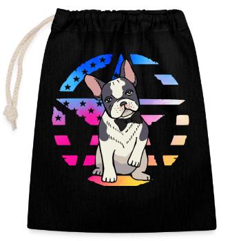 Bouledogue français - Sac cadeau en coton avec cordon (25 x 30 cm) - noir - Devant