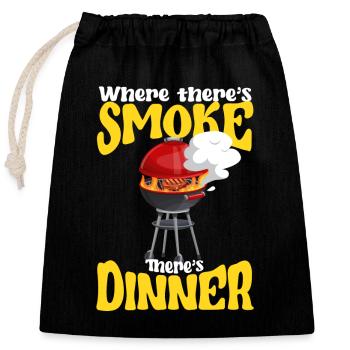 Là où il y a de la fumée, il y a aussi le dîner barbecue - Sac cadeau en coton avec cordon (25 x 30 cm) - noir - Devant