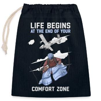 Life Begins At The End Of Your Comfort Zone Gift - Closable cotton gift bag (25x30cm) - navy - Front
