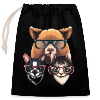 TSHIRT COOL. QUATRE YEUX - Sac cadeau en coton avec cordon (25 x 30 cm) - noir - Devant