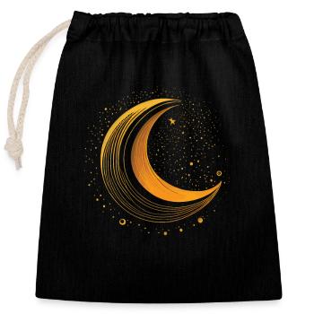 Phases de la Lune, pleine lune, étoiles, espace, lune, nuit - Sac cadeau en coton avec cordon (25 x 30 cm) - noir - Devant