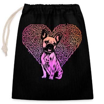 Bouledogue français - Sac cadeau en coton avec cordon (25 x 30 cm) - noir - Devant