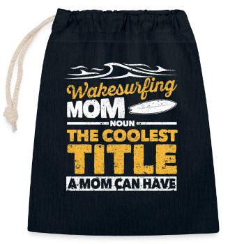 Wakesurf Maman Wakeboard Wakeboard Wakesurf - Sac cadeau en coton avec cordon (25 x 30 cm) - bleu marine - Devant