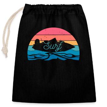 Wakesurf Bateau Vague Wakesurf Activité estivale - Sac cadeau en coton avec cordon (25 x 30 cm) - noir - Devant
