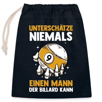 Snooker Billardtisch Billiard Billard - Verschließbarer Geschenkbeutel aus Baumwolle (25x30cm) - Navy - Vorne