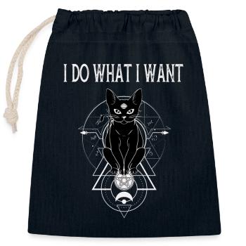 Eigener Wille Okkultes Katzenliebhaber Satan Goth - Verschließbarer Geschenkbeutel aus Baumwolle (25x30cm) - Navy - Vorne