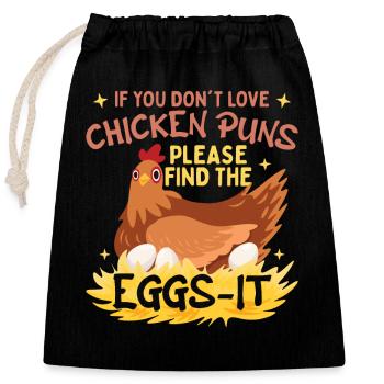 Chicken Puns - Closable cotton gift bag (25x30cm) - black - Front
