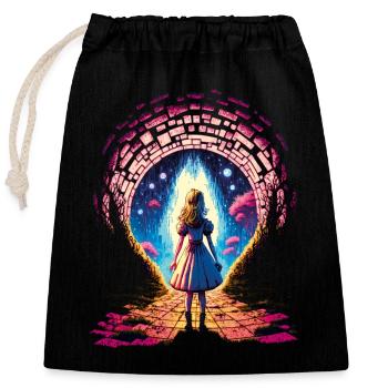 Portal To Wonderland - Closable cotton gift bag (25x30cm) - black - Front