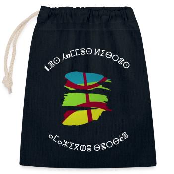 kabyle T-shirt graffiti Le Printemps berbère - Sac cadeau en coton avec cordon (25 x 30 cm) - bleu marine - Devant