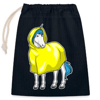 Veste de pluie licorne - Sac cadeau en coton avec cordon (25 x 30 cm) - bleu marine - Devant