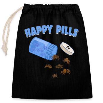 Happy Pills Spinne Lustige Vogelspinnen Liebhaber Humor - Verschließbarer Geschenkbeutel aus Baumwolle (25x30cm) - Schwarz - Vorne