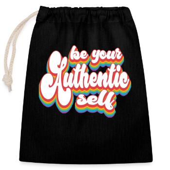 Pride Month LGBTQ - Be Your Authentic Self - Closable cotton gift bag (25x30cm) - black - Front