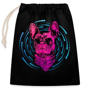 Bouledogue français - Sac cadeau en coton avec cordon (25 x 30 cm) - noir - Devant