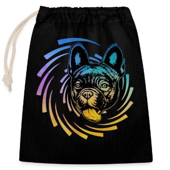 Bouledogue français - Sac cadeau en coton avec cordon (25 x 30 cm) - noir - Devant