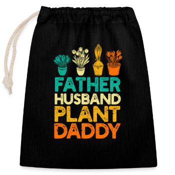 Father Husband Plant Dad Funny Landscape - Closable cotton gift bag (25x30cm) - black - Front