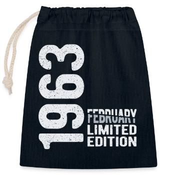 February 1963 limited Edition Year of birth - Closable cotton gift bag (25x30cm) - navy - Front