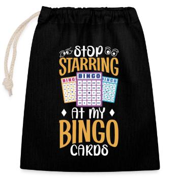 Jeu de cartes de bingo Grand-mère Joueur de bingo Cartes de bingo - Sac cadeau en coton avec cordon (25 x 30 cm) - noir - Devant