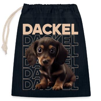 Rauhaardackel Dachshund Hund Hunde Welpe Dackel - Verschließbarer Geschenkbeutel aus Baumwolle (25x30cm) - Navy - Vorne