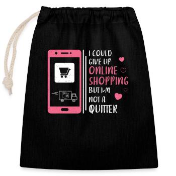 C’est drôle, je pourrais abandonner les achats en ligne, - Sac cadeau en coton avec cordon (25 x 30 cm) - noir - Devant