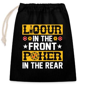 Liqour à l’avant Poker à l’arrière Gambling Car - Sac cadeau en coton avec cordon (25 x 30 cm) - noir - Devant