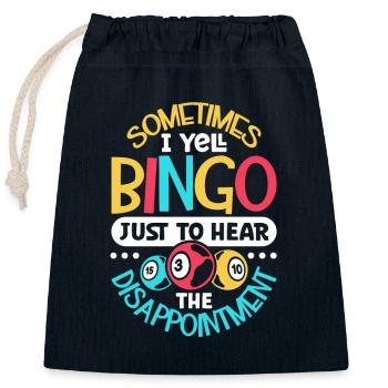 Jeu de cartes de bingo Grand-mère Joueur de bingo Cartes de bingo - Sac cadeau en coton avec cordon (25 x 30 cm) - bleu marine - Devant