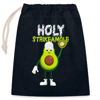 Holy Strikeamole Baseball Softball Avocado - Closable cotton gift bag (25x30cm) - navy - Front