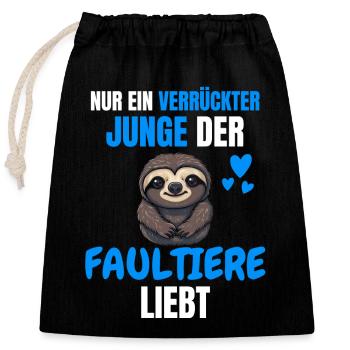 Tropisches Tier Lustiges Jungen Geschenk Faultier - Verschließbarer Geschenkbeutel aus Baumwolle (25x30cm) - Schwarz - Vorne