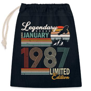 Januar 1987 geboren - Verschließbarer Geschenkbeutel aus Baumwolle (25x30cm) - Navy - Vorne