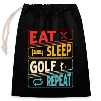 Eat Sleep Golf Repeat Golfing Par Tee - Verschließbarer Geschenkbeutel aus Baumwolle (25x30cm) - Schwarz - Vorne