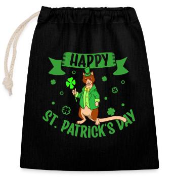 St Patrick’s Kangaroo - Bonne Saint-Patrick - Sac cadeau en coton avec cordon (25 x 30 cm) - noir - Devant