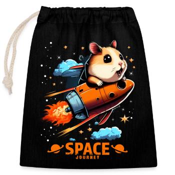 Weltraum Hamster Hamsterliebhaber Weltall Design - Verschließbarer Geschenkbeutel aus Baumwolle (25x30cm) - Schwarz - Vorne