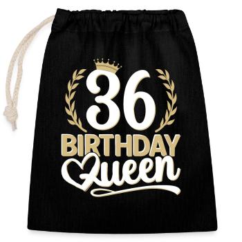 36. Geburtstag Frau 36 Jahre alt 36ter 36er Queen - Verschließbarer Geschenkbeutel aus Baumwolle (25x30cm) - Schwarz - Vorne
