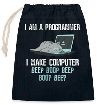 Software Entwickler Katze - Verschließbarer Geschenkbeutel aus Baumwolle (25x30cm) - Navy - Vorne