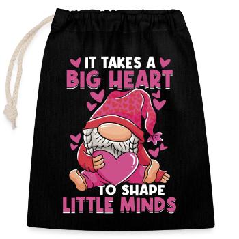 Cute Teacher Heart - Closable cotton gift bag (25x30cm) - black - Front