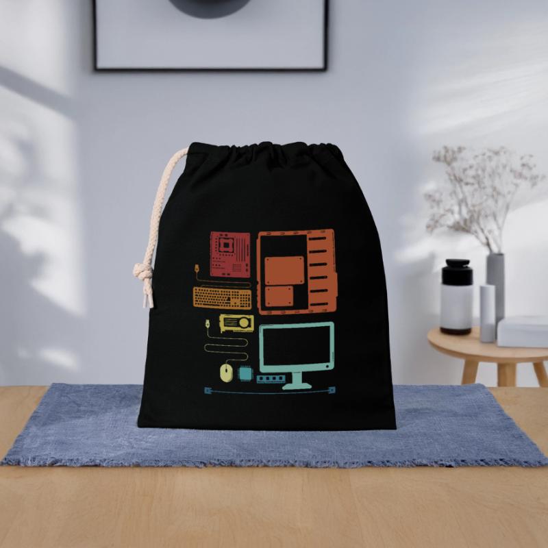 Retro Hardware Admin IT Operations Computer Scientist Sac cadeau en coton avec cordon (25 x 30 cm)