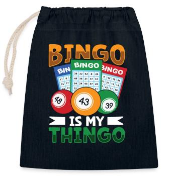Jeu de cartes de bingo Grand-mère Joueur de bingo Cartes de bingo - Sac cadeau en coton avec cordon (25 x 30 cm) - bleu marine - Devant