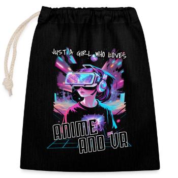 Anime girl - Closable cotton gift bag (25x30cm) - black - Front
