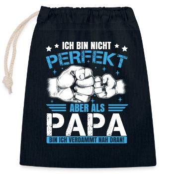 Papa Lustig Vatertag Sprüche - Verschließbarer Geschenkbeutel aus Baumwolle (25x30cm) - Navy - Vorne