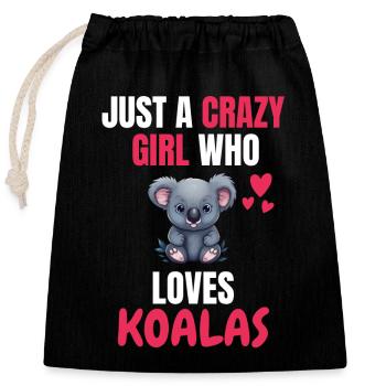 Crazy Girl Australie Animal Gift Koala - Sac cadeau en coton avec cordon (25 x 30 cm) - noir - Devant