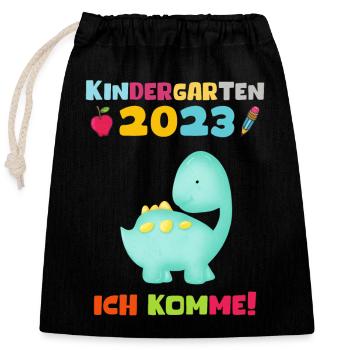 Kindergarten 2023 Ich Komme Jungen Kita Geschenk - Verschließbarer Geschenkbeutel aus Baumwolle (25x30cm) - Schwarz - Vorne