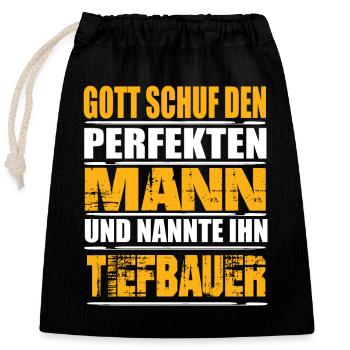 Tiefbauer - Verschließbarer Geschenkbeutel aus Baumwolle (25x30cm) - Schwarz - Vorne