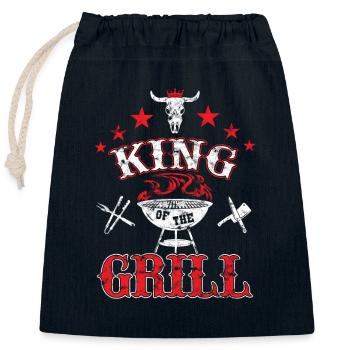 Roi du grill - Sac cadeau en coton avec cordon (25 x 30 cm) - bleu marine - Devant