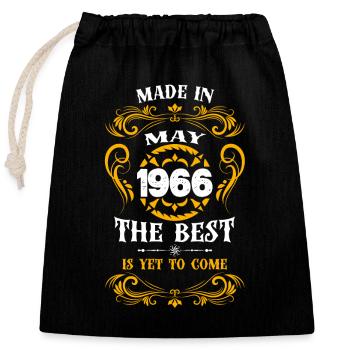 Made In May 1966 The Best - Verschließbarer Geschenkbeutel aus Baumwolle (25x30cm) - Schwarz - Vorne
