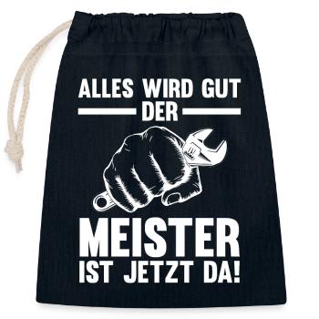 Alles Wird Gut Der Meister Ist Jetzt Da - Verschließbarer Geschenkbeutel aus Baumwolle (25x30cm) - Navy - Vorne