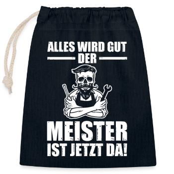 Alles Wird Gut Der Meister Ist Jetzt Da - Verschließbarer Geschenkbeutel aus Baumwolle (25x30cm) - Navy - Vorne