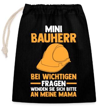 Baustellen Bauherr - Verschließbarer Geschenkbeutel aus Baumwolle (25x30cm) - Schwarz - Vorne